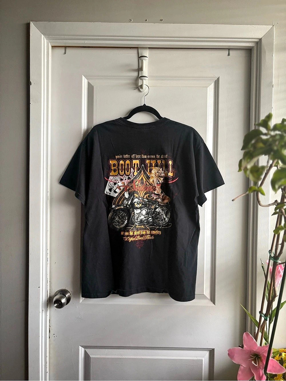 🏍️ Y2K Boot Hill Saloon Biker Pin-Up Graphic Pocket Tee